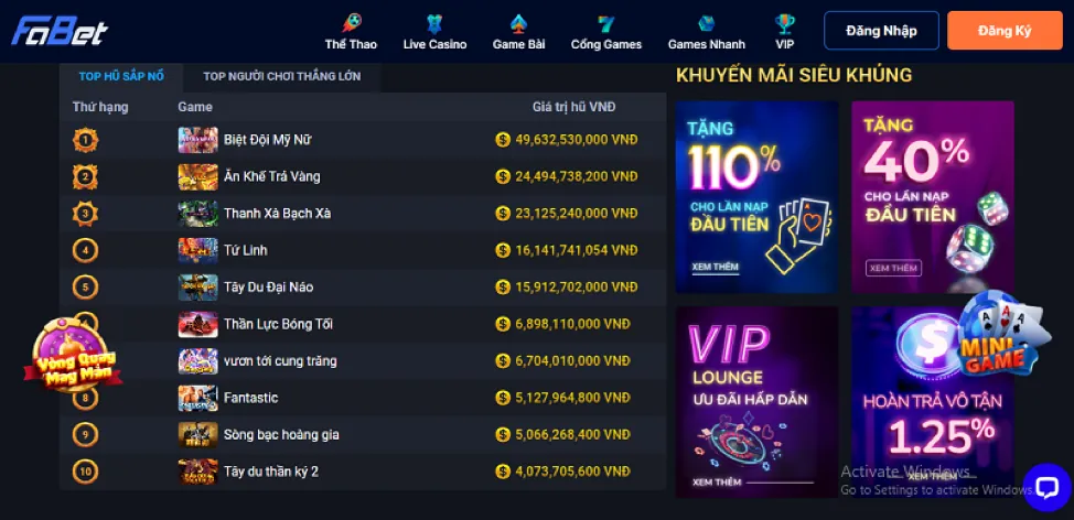 Trò chơi nổ hũ jackpot lũy tiến